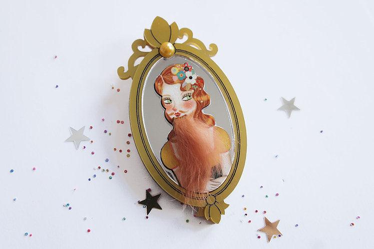 Bearded Woman Halloween Brooch by Laliblue