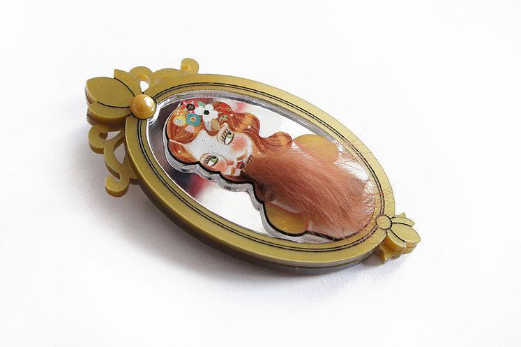 Bearded Woman Halloween Brooch by Laliblue
