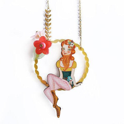 Bearded Woman Halloween Necklace by Laliblue