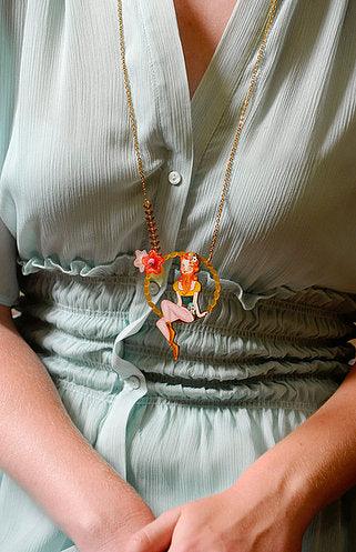 Bearded Woman Halloween Necklace by Laliblue