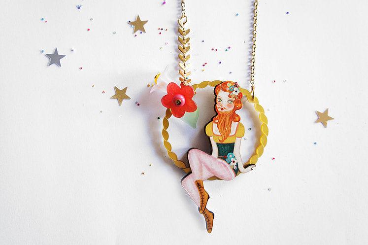 Bearded Woman Halloween Necklace by Laliblue