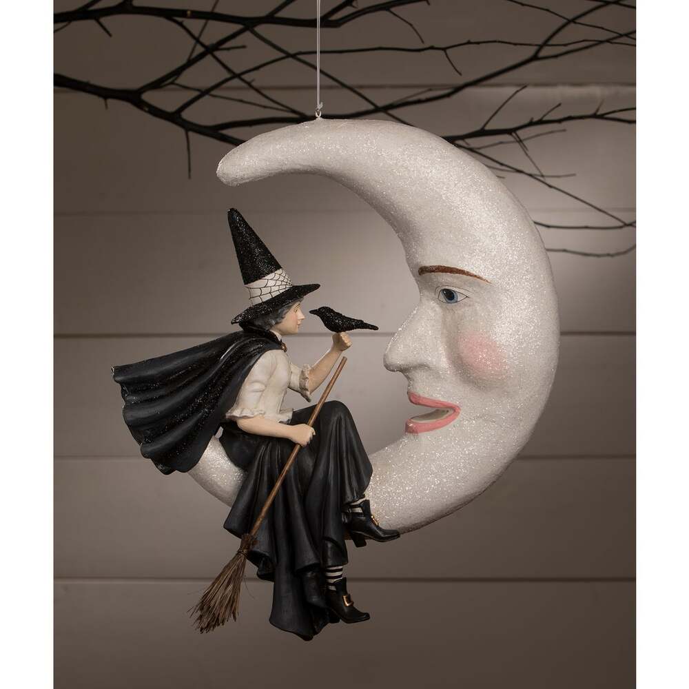 XL Hanging Bewitching Moon Witch by Bethany Lowe Designs