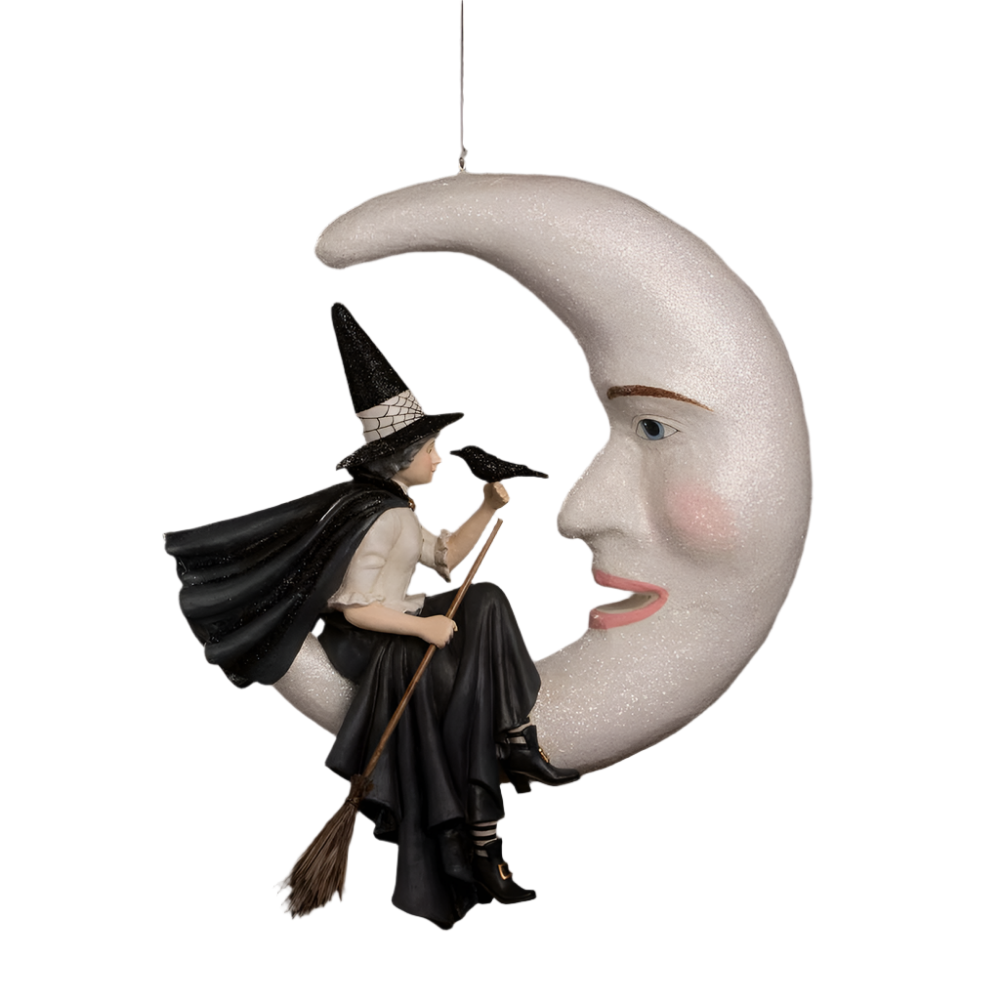XL Hanging Bewitching Moon Witch by Bethany Lowe Designs
