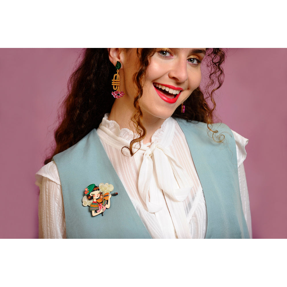 Girl playing the violin Brooch by Laliblue