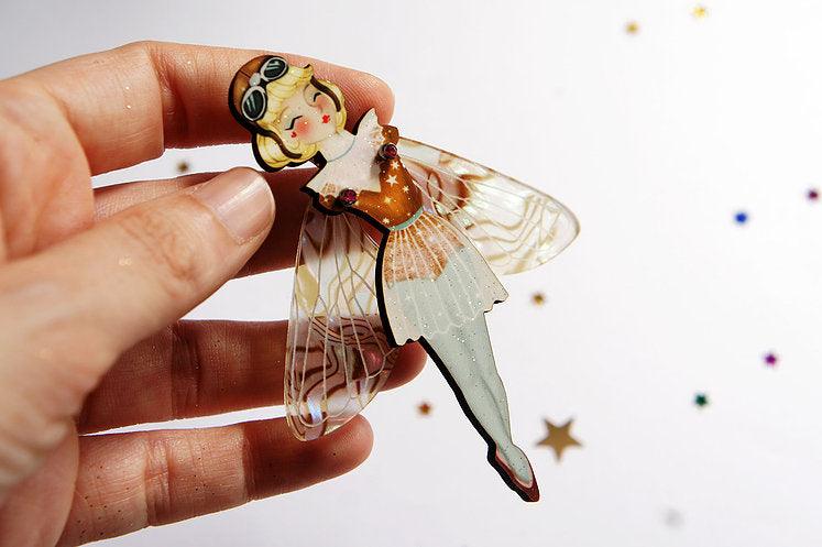 Butterfly Woman Halloween Brooch by Laliblue