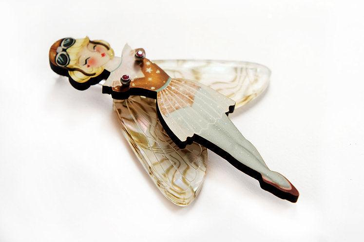 Butterfly Woman Halloween Brooch by Laliblue