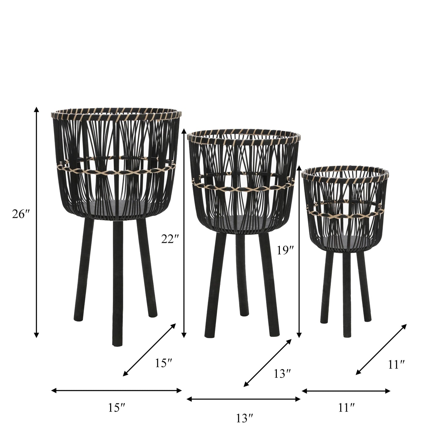 Bamboo Tripod Base Planters