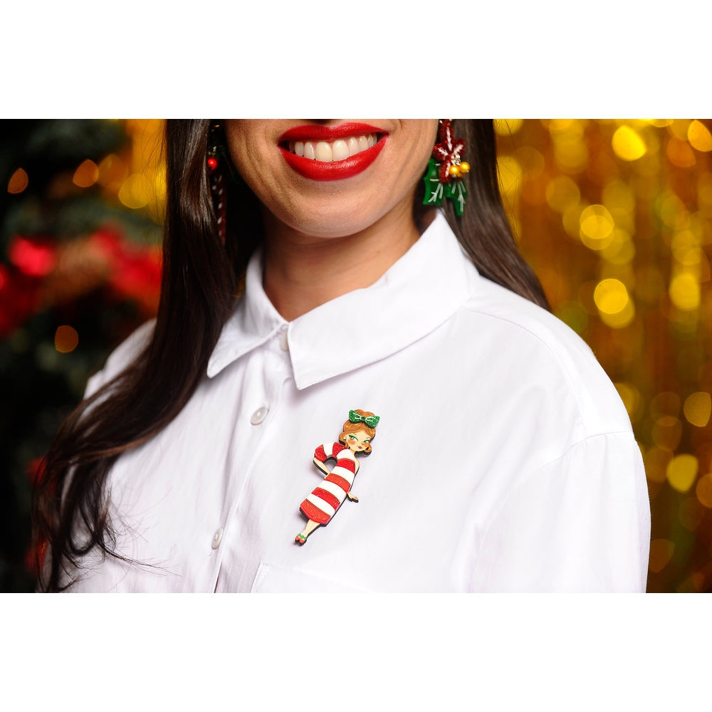 Candy Cane Girl Brooch by Laliblue