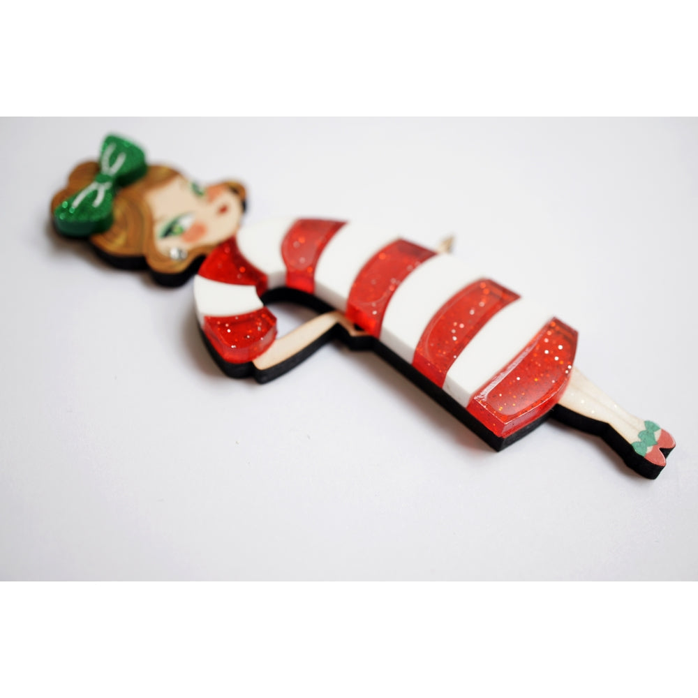 Candy Cane Girl Brooch by Laliblue
