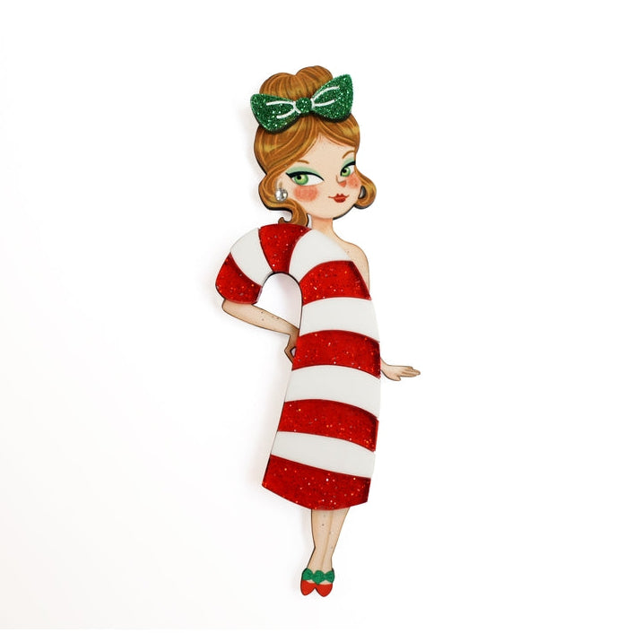 Candy Cane Girl Brooch by Laliblue