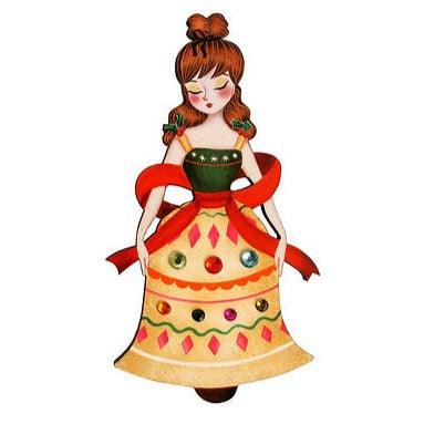 Christmas Bell Girl Brooch by Laliblue