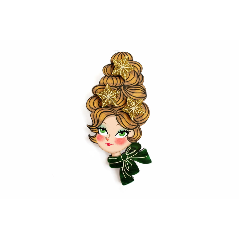 Christmas Blonde Hair Brooch with Earring Set by Laliblue