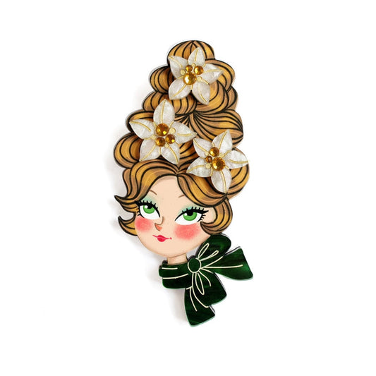Christmas Blonde Hair Brooch with Earring Set by Laliblue