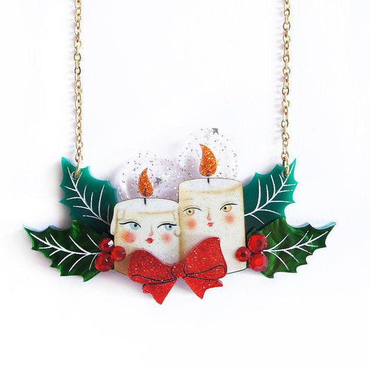 Christmas Candles Statement Necklace by Laliblue