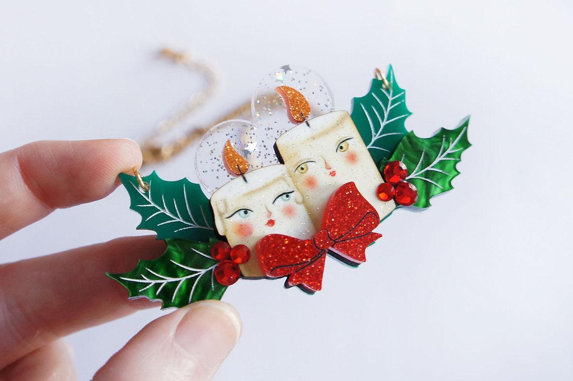 Christmas Candles Statement Necklace by Laliblue