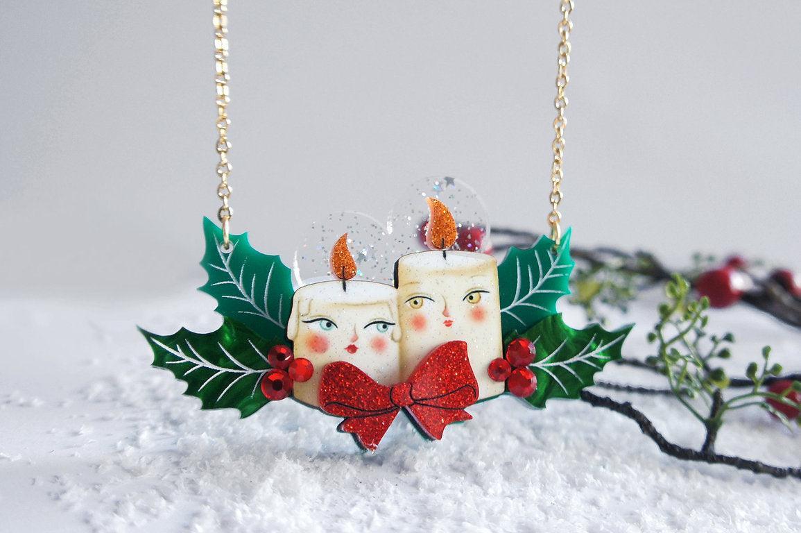Christmas Candles Statement Necklace by Laliblue