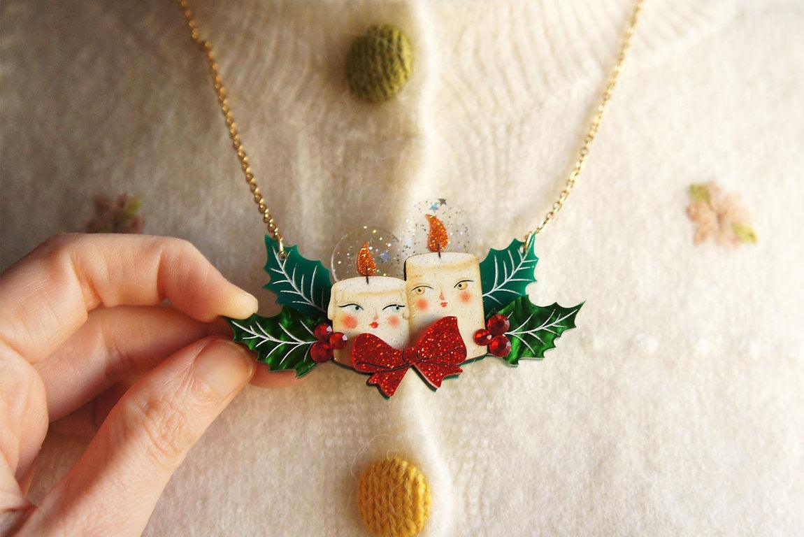 Christmas Candles Statement Necklace by Laliblue