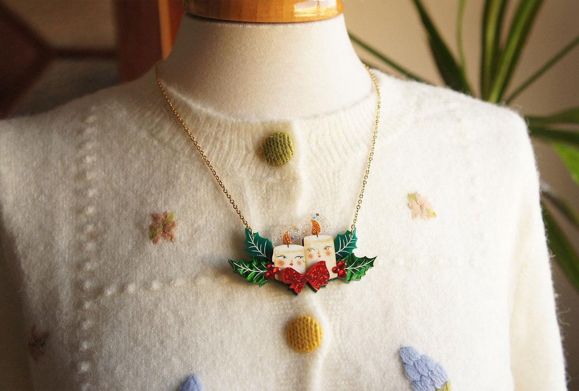 Christmas Candles Statement Necklace by Laliblue