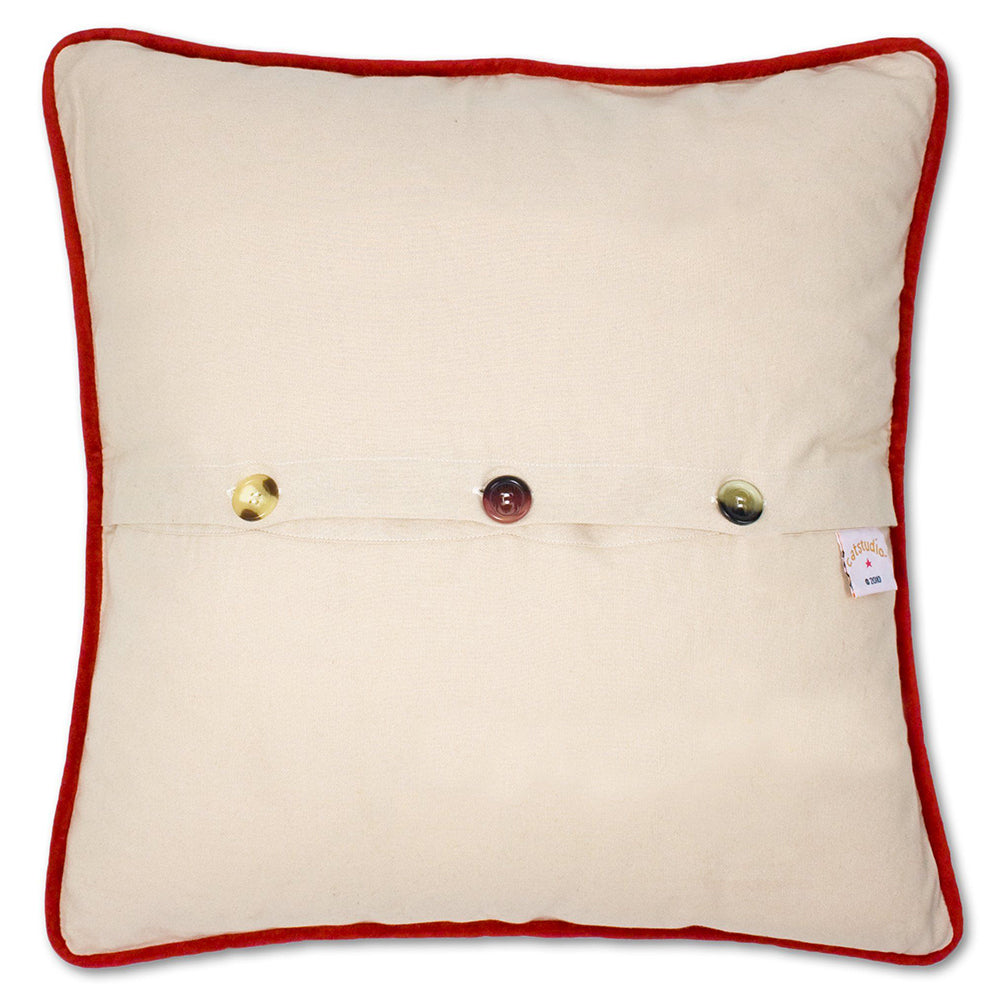 Christmas Carol Hand-Embroidered Pillow by Cat Studio