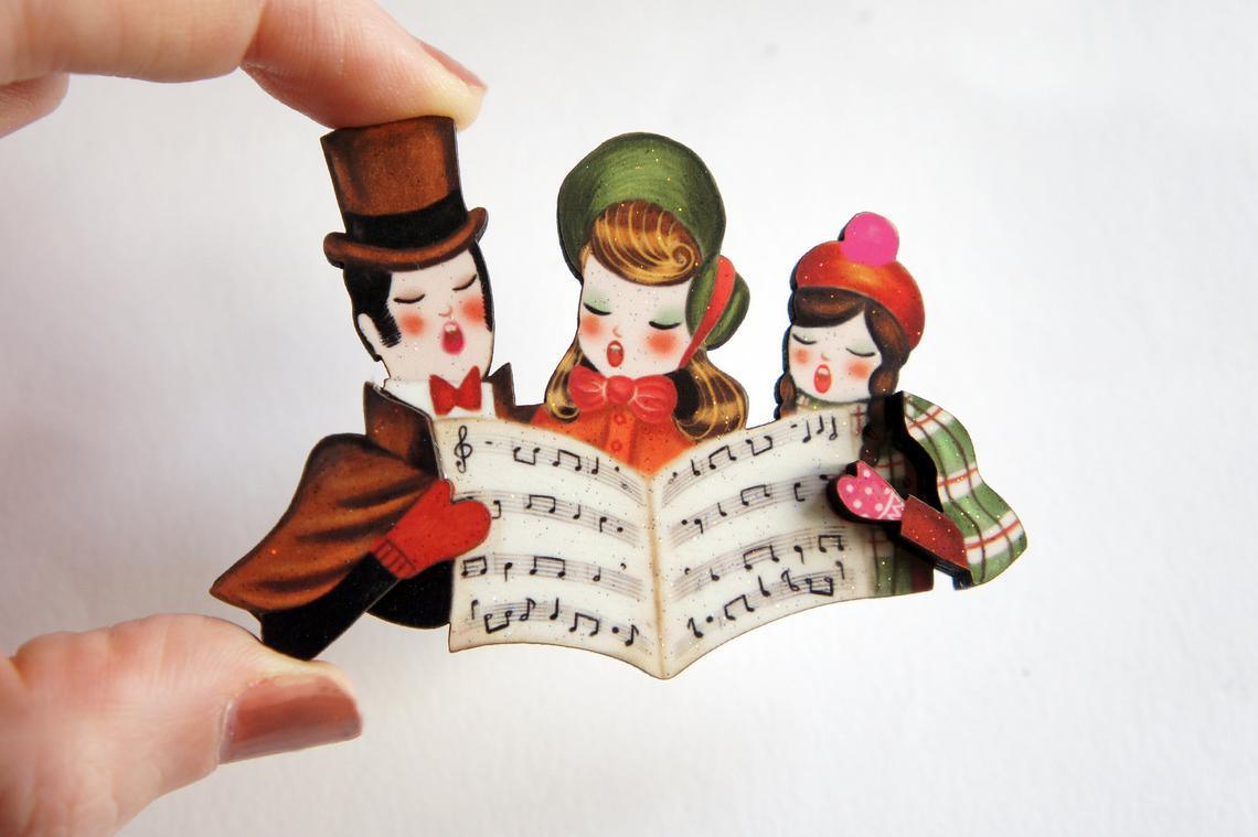 Christmas Carols Brooch by Laliblue