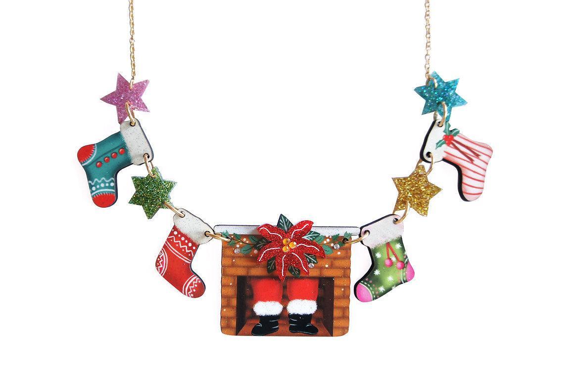 Christmas Chimney with Stockings Necklace by Laliblue