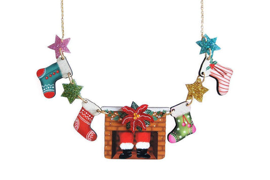 Christmas Chimney with Stockings Necklace by Laliblue
