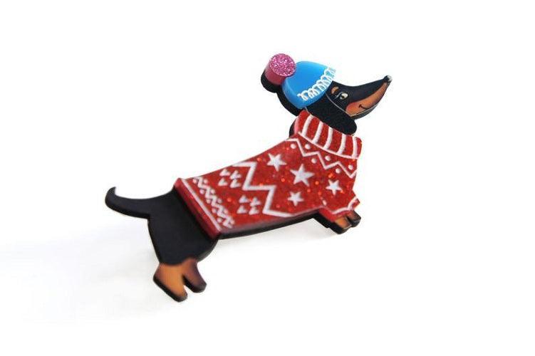 Dachshund Dog in Sweater Brooch by Laliblue