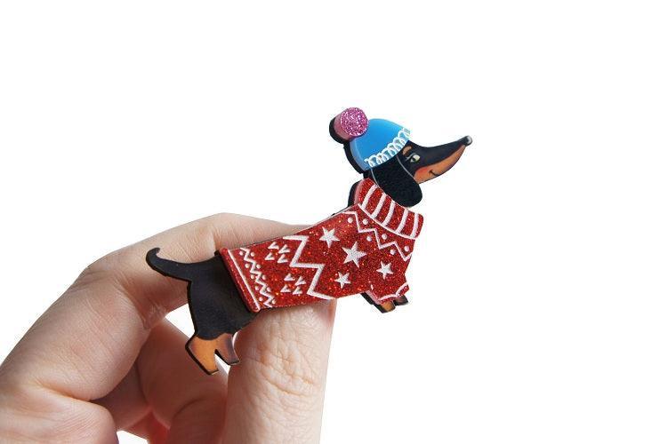 Dachshund Dog in Sweater Brooch by Laliblue