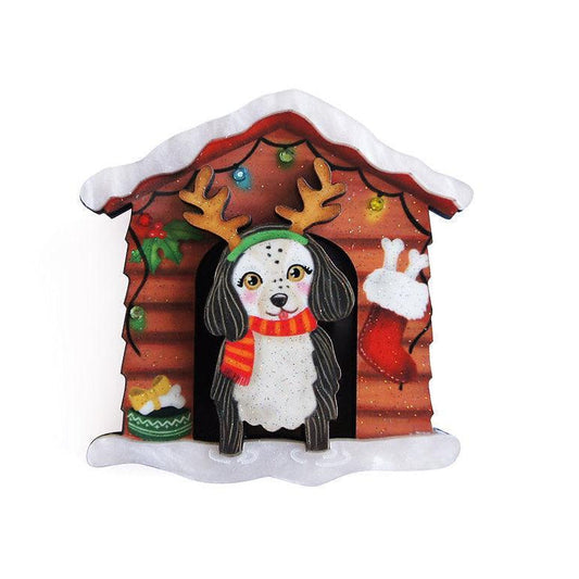 Christmas Dog House Brooch by Laliblue