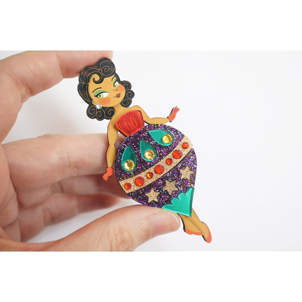 Christmas Ornament with Stars Brooch by Laliblue