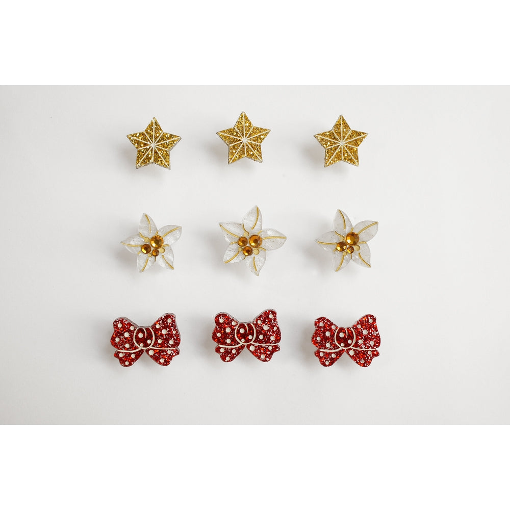 Christmas-Themed Brunette Hair Brooch with Earring Set by Laliblue