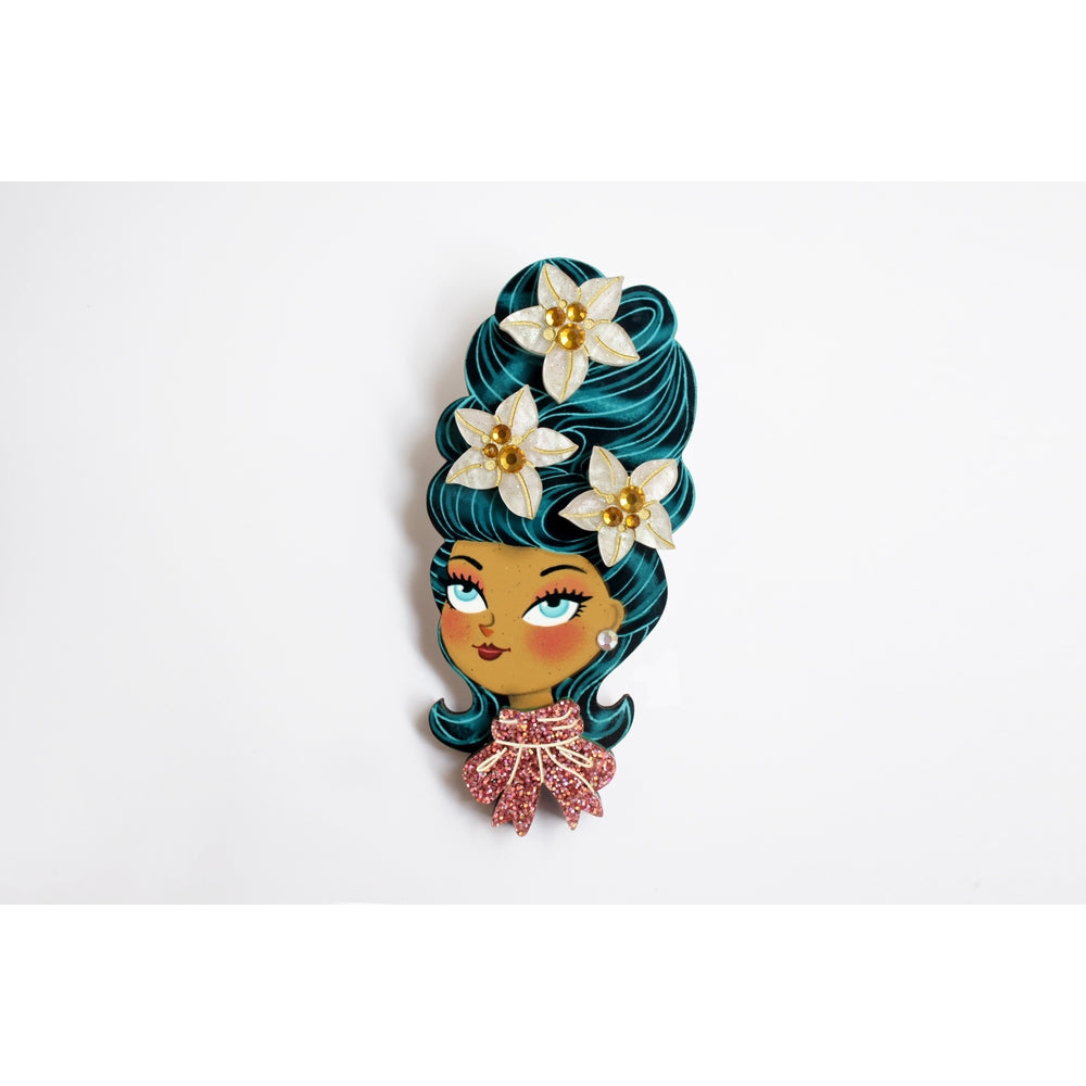 Christmas-Themed Brunette Hair Brooch with Earring Set by Laliblue