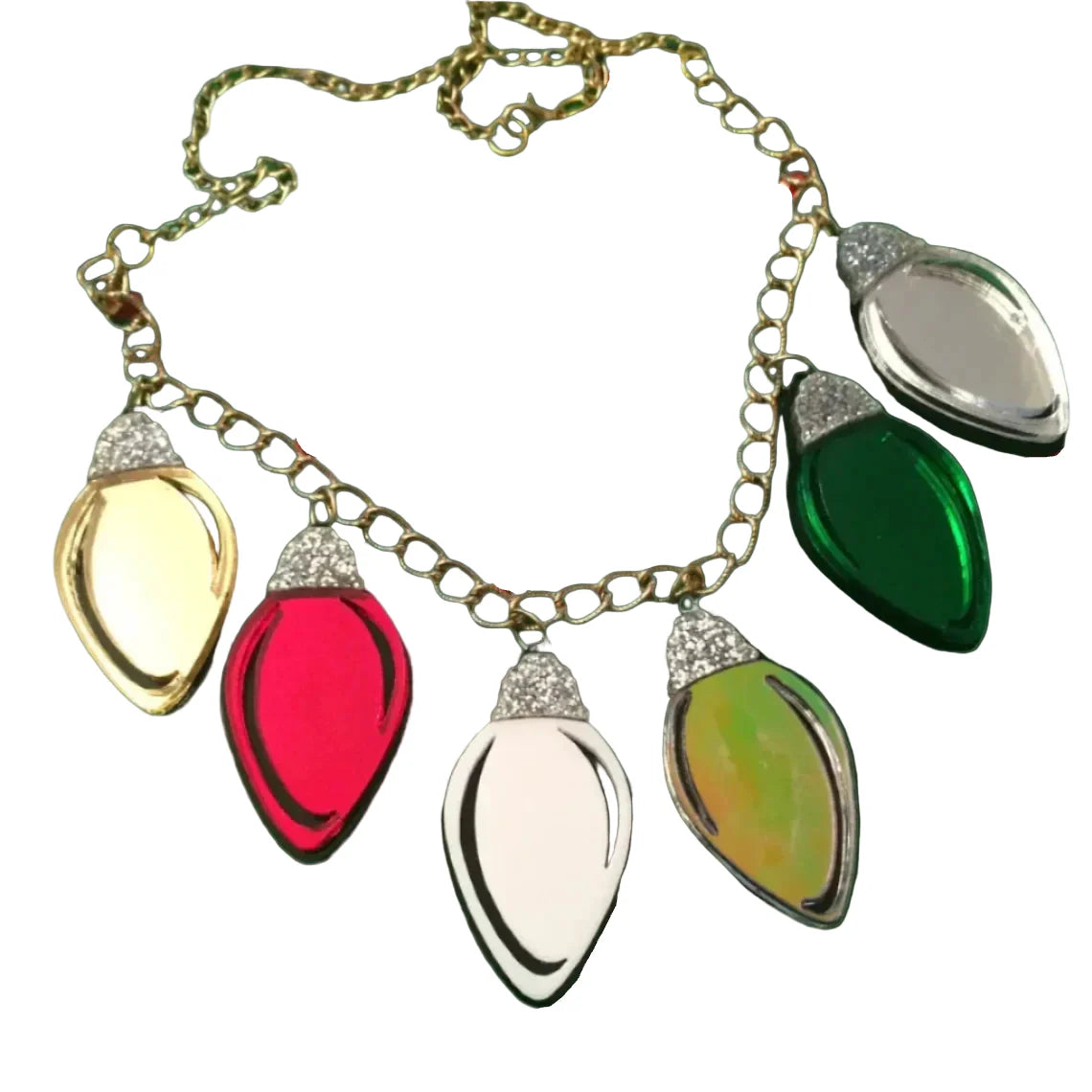 Christmas Lights Holiday Acrylic Charm Necklace