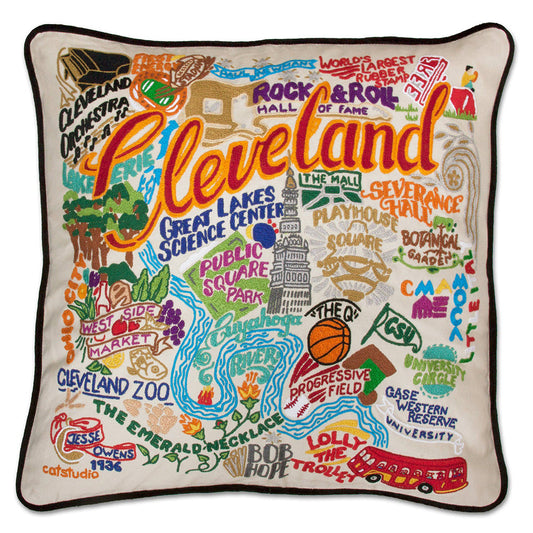 Cleveland Hand-Embroidered Pillow