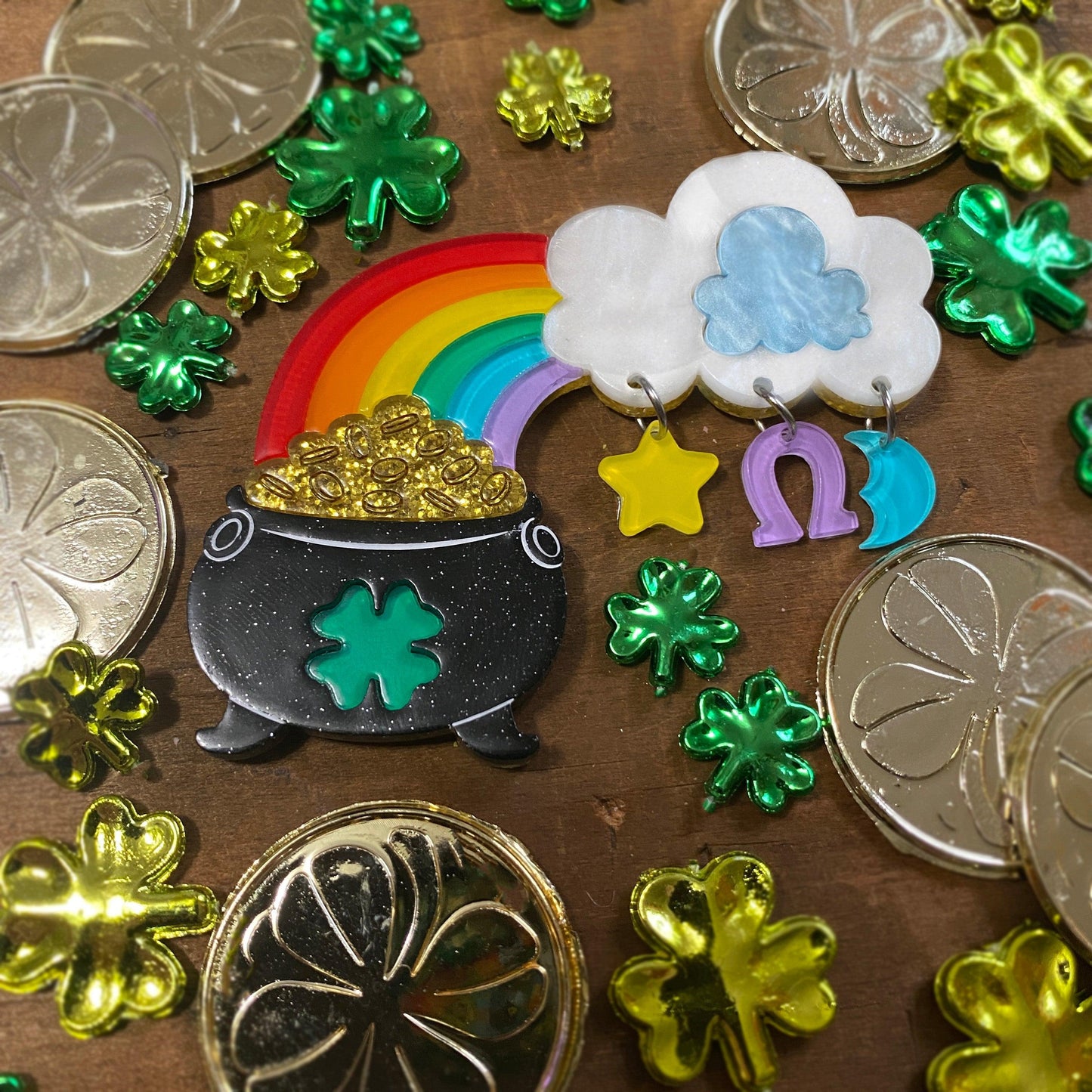 Clover the Rainbow Brooch by Lipstick & Chrome