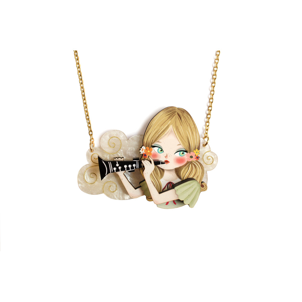 Girl playing the clarinet Necklace by Laliblue