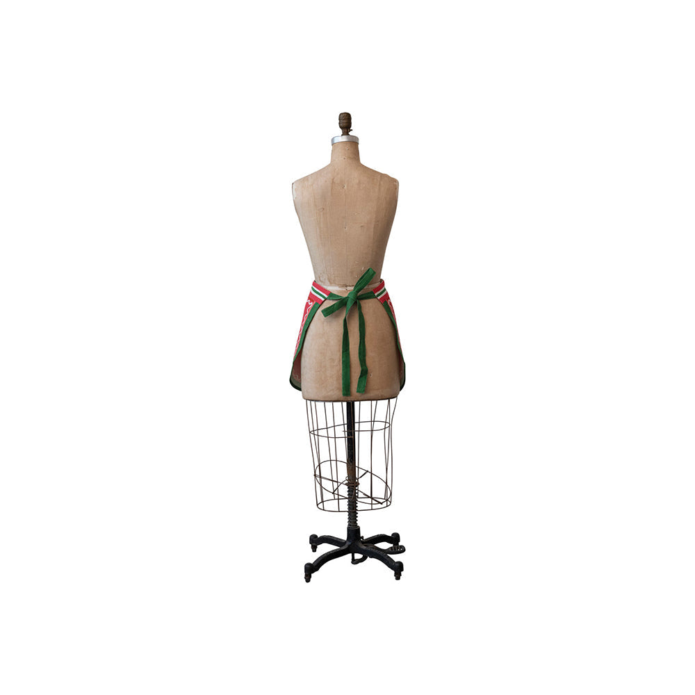 Embroidered & Printed Christmas Apron with Pom Poms & Pocket