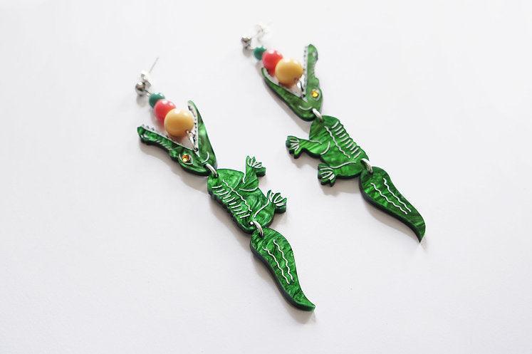 Crocodile Earrings by Laliblue