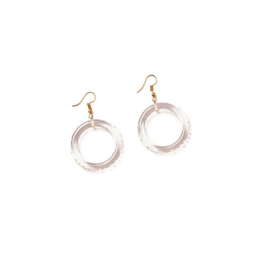 Crystal Heavy Carve Drop Hoop Earrings by Splendette