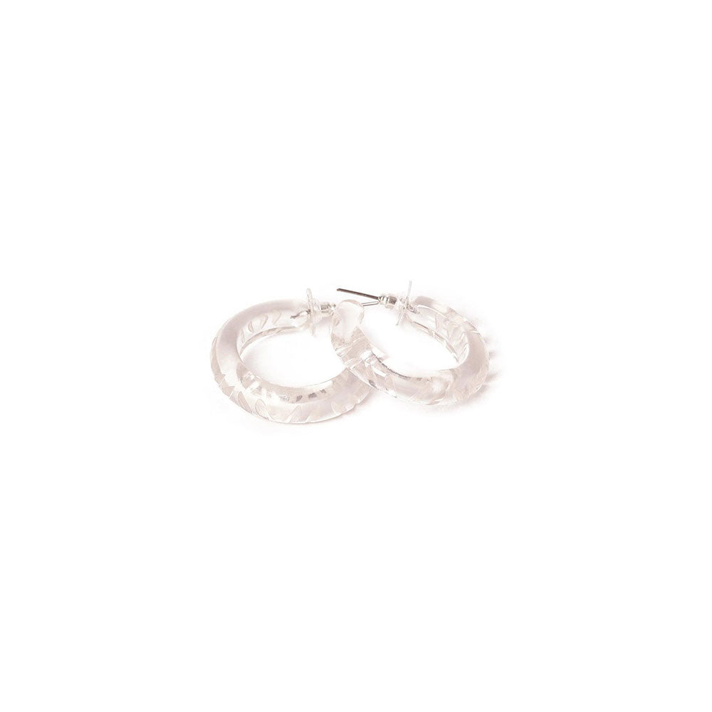 Crystal Heavy Carve Hoop Earrings by Splendette