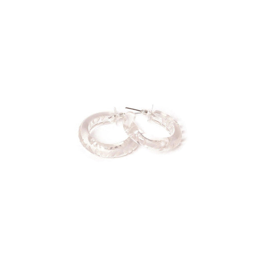 Crystal Heavy Carve Hoop Earrings by Splendette