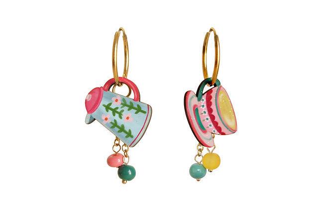 Cup and Teapot Hoop Earrings by Laliblue