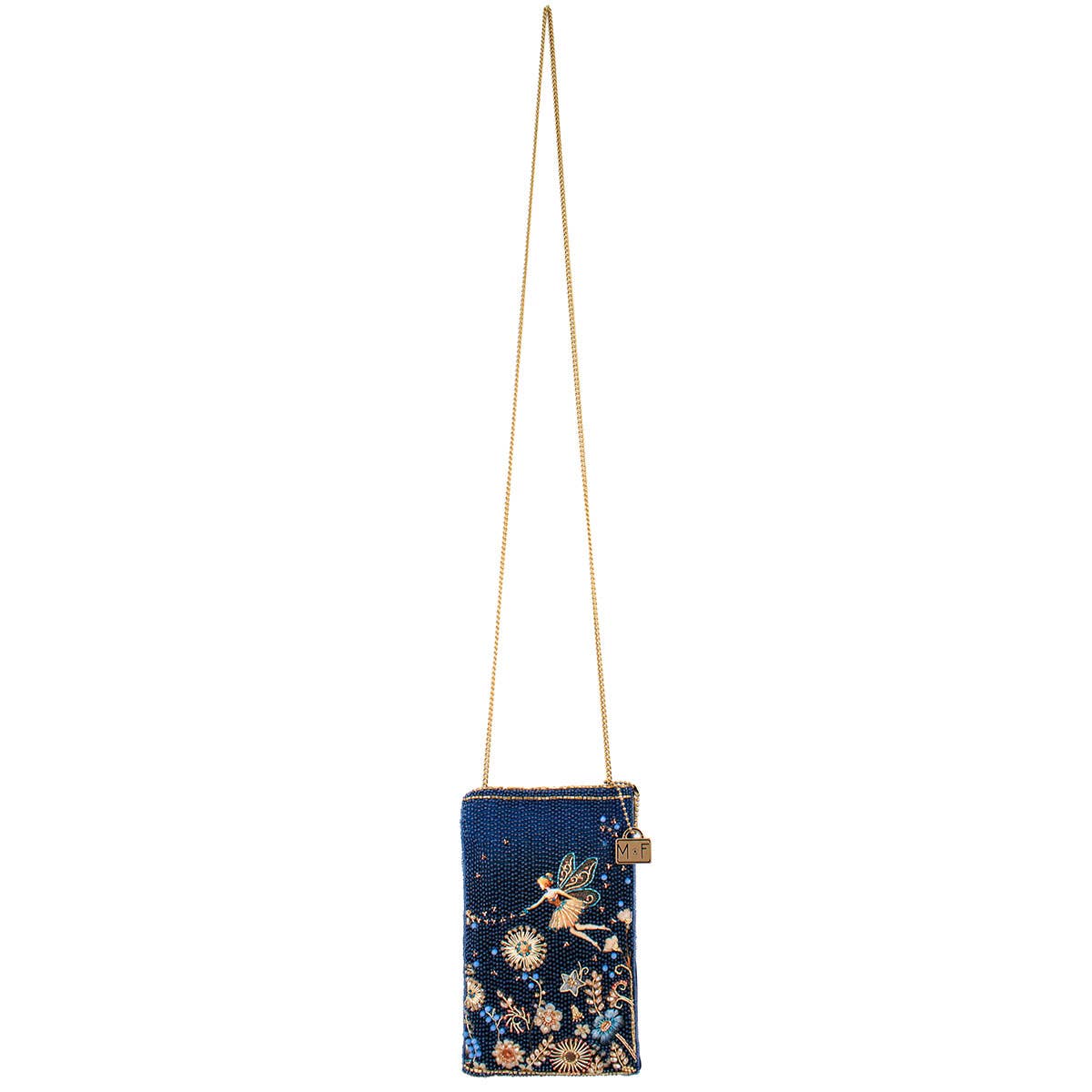Fairy Dust and Floral Blue Beaded Crossbody Phone Bag by Mary Frances