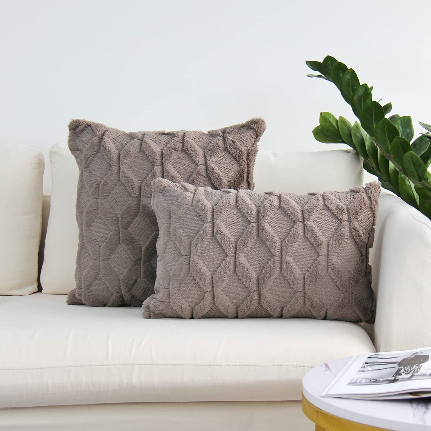 Pack of 2 One 18"x18" with a matching color of one 12"x20" Square and rectangle combo set throw pillow covers with inserts