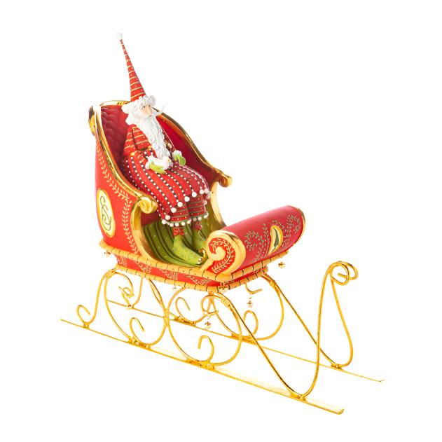 Large Dash Away Sitting Santa & Sleigh Figure Set by Patience Brewster