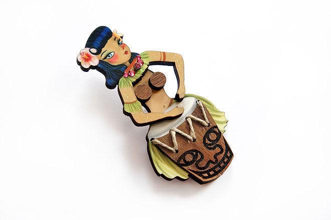 Drummer Girl Brooch by Laliblue