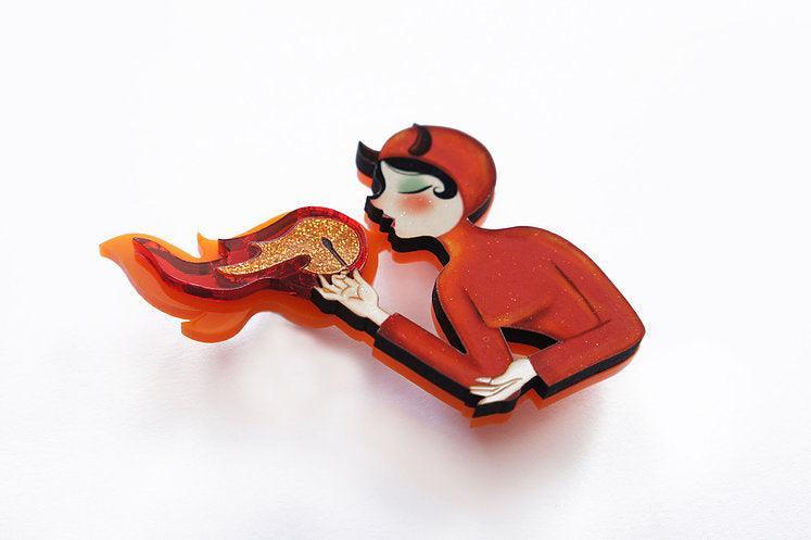 Fire Breather Halloween Brooch by Laliblue