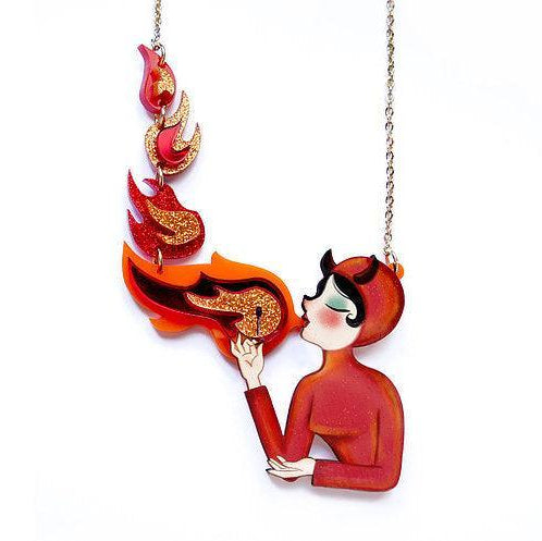 Fire Breather Halloween Necklace by Laliblue
