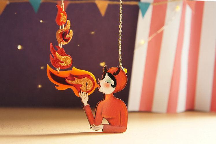 Fire Breather Halloween Necklace by Laliblue