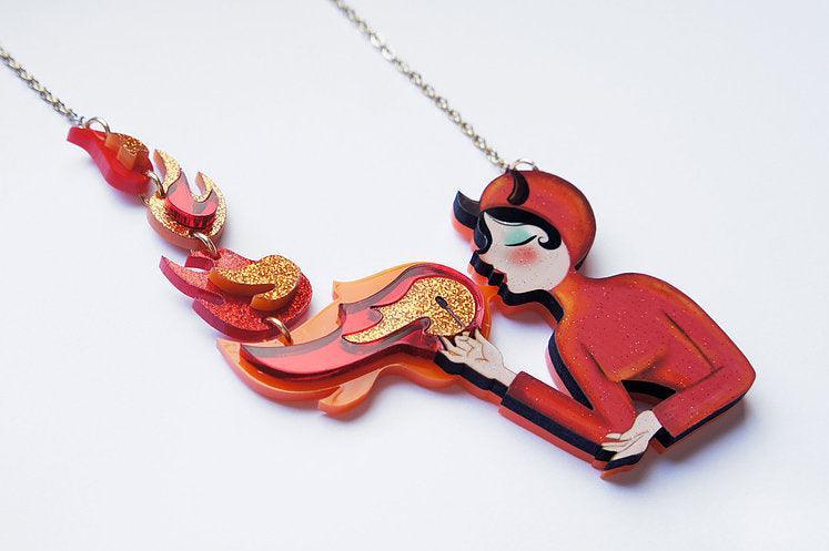 Fire Breather Halloween Necklace by Laliblue
